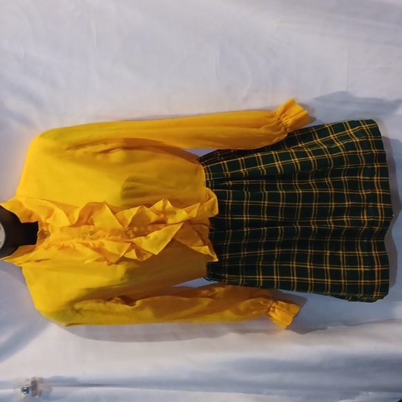 Vintage Countrywise Mini Dress, gold & green plaid - Picture 1 of 6